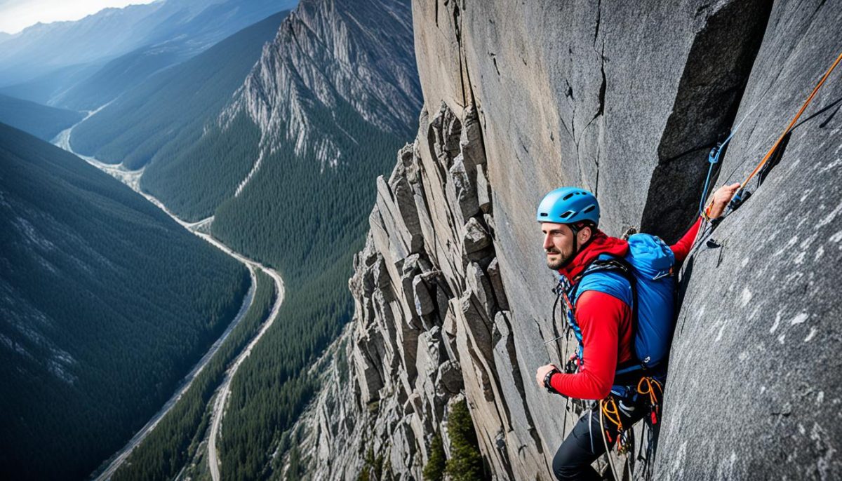 Climber in mental preparation